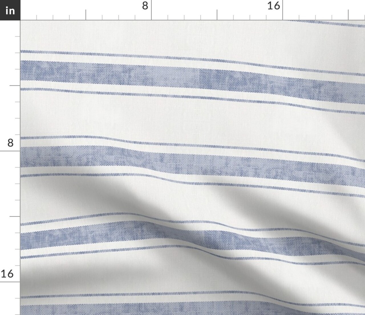 Bold Stripe Rotated Blue Horizontal Line Custom Printed Fabric by Spoonflower Various Fabrics by the Yard or Fat Quarter